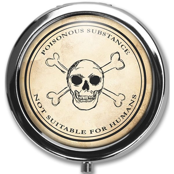 Pill Box Case Pillbox Holder Trinket Stash Box Arsenic Vintage Style Medicine Vitamin Pill Organizer Case (Poisonous)