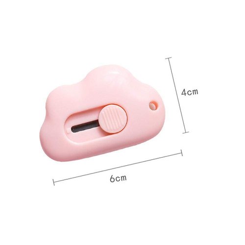 QAQE Mini Cloud Portable Box Cutter,Retractable Utility Knife, DIY Small Retractable Paper Knife, School Stationery Cute Paper Cutter for Packages, Letters and Cardboard Boxes Opening White One-size