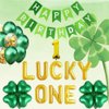 Geloar St. Patrick's Day Lucky One First Birthday Decorations for Boys Girls Saint Paddy's Day Theme Irish 1st Bday Four Leaf Clover Shamrock Foil Balloons Baby Shower March Birthday Party Supplies