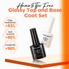 modelones Hema-Free Gel Base and Top Coat Set, 2 Pcs Clear Glossy Gel Top Base Coat No Wipe Long Lasting for Gel Polish, Acrylic Nails Soak Off Nail Lamp Nail Art Home Salon Manicure