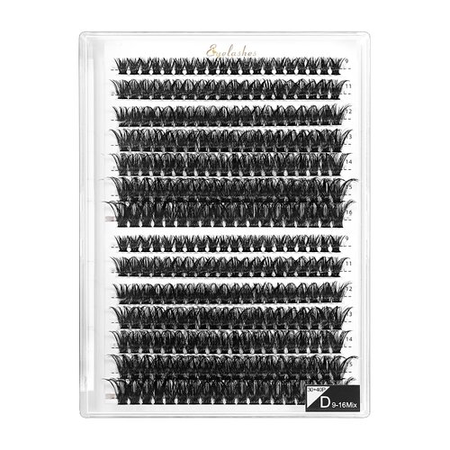 SIEQWIPEK Lash Extension DIY 280 Clusters Fluffy Lash Clusters Eyelash Extensiont, 9-16mm 60D 80D False Eyelash Individual Lashes for Self Use at Home