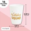 BLUE PANDA 16 Pack Reusable Happy Birthday Party Cups for Women, Birthday Squad Plastic Tumblers for Adults (White, 16 oz)