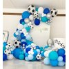Soccer Balloon Arch Kit, Football Balloon Arch Kit with 4D Football Foil Balloons Royal Blue White Metallic Silver Latex Balloons for Baby Shower Birthday Soccer Football Party Decorations