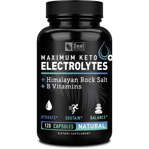 Keto Electrolyte Supplement (120 Capsules) Maximum Keto Electrolytes Supplements Pills w Pink Himalayan Salt, B Vitamins, Magnesium and Potassium Supplement - Salt Pills & Electrolyte Tablets
