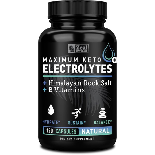 Keto Electrolyte Supplement (120 Capsules) Maximum Keto Electrolytes Supplements Pills w Pink Himalayan Salt, B Vitamins, Magnesium and Potassium Supplement - Salt Pills & Electrolyte Tablets