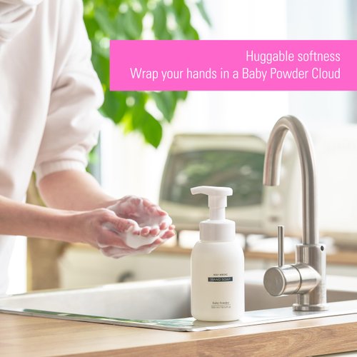 MAY MEDIC Baby Powder Double Scented Foaming Hand Soap, Moisturizing Foam with Fig and Pomegranate Extract, Vegan Wash for Bathroom and Kitchen, 10.14 fl oz (No Box)