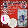 Sutaozhi 4th of July Press on Nails Short Square French Tip Fake Nails with Glitter Stars Rhinestones Fireworks Design Acrylic Glue on Nails Patriotic False Nails for Independence Day Nails Kit 24Pcs