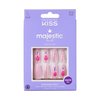 KISS Majestic Press On Nails, Nail glue included, Lovely Bubbly', Pink, Long Size, Coffin Shape, Includes 30 Nails, 2g glue, 2 Prep Pads, 2 of 24 Adhesive tabs, 2 manicure sticks, Mini file