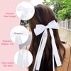 8PCS Silky Satin Hair Bows Hair Ribbon Hair Clips for Women Girls, White Bow for Hair Pink Hair Bow Clip Long Ribbon Bow Hair Clips Aesthetic Bowknot Hair Accessories for Women Birthday Gifts