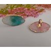 2 Pack Resin Stone Nail Art Palettes with Adjustable Finger Rings, Colorful Marble DIY Gel Polish Mixing Tray Plate for Eyelash Extension Glue Holder (Pink, Blue)
