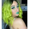 G&T Wig Green Bob Wavy Wigs for Women Lime Green Wig Middle Part Heat Resistant Party Halloween Cosplay Costume Wig(14 inch, ombre green)
