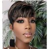 Bulapla Short Bob Wigs for Black Women Human Hair Wig Ombre Pixie Cut Wig with Bangs Layered Glueless Wig Full None Lace Machine Made Wig 1B/33 Color 130% Density