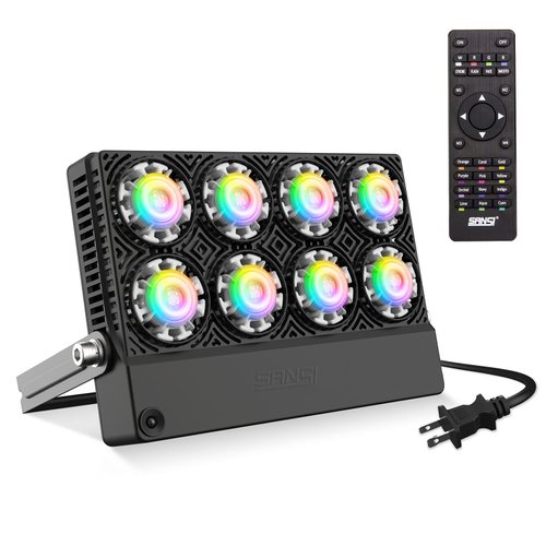 RGB LED Flood Light Color Changing Exterior Light Dimmable Outdoor Lamp, Remote Control Floodlight with Memory Function, IP65 Waterproof, Bright Security Light, Decorative Party Stage Lights