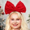 Olbye Christmas Headbands Red Bow Hairbands Xmas Hair Hoop Big Bowknot Headband Holiday Headpiece Cosplay Party Props Christmas Costume Accessories for Women (A-Red)