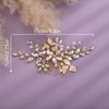Teyglen Bridal Wedding Hair Combs Flower Rhinestones Crystal Side Hair Comb Gold Silver Leaf Crystal Bride Hair Accessories for Women Bride Girls (Rose Gold)
