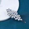 Allereyae Rhinestone Leaf Hair Clip Pins Barrette Crystal Wedding Hairpins Barrette Silver CZ Bling Bridal Headpieces Decorative Head Clip Headwear Bridal Hair Accessories