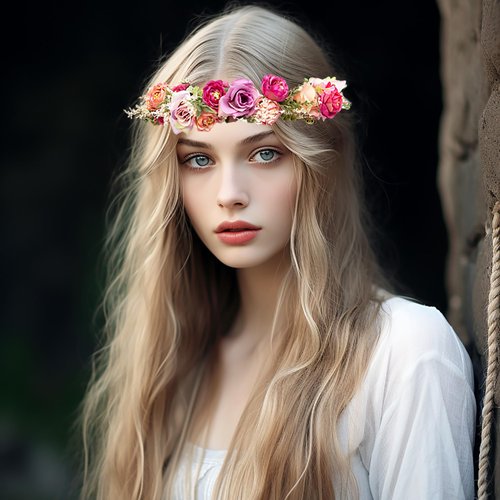 Trepveter Floral Crown Flower Crown Rose Flower Headband Floral Headpiece Halo Boho Maternity Photo Props Wedding Party Prom