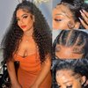 Espive 13x4 Deep Wave Lace Front Wigs Human Hair HD Transparent Deep Curly Lace Front Wigs Human Hair 180% Density Frontal Glueless Wigs for Women Human Hair Pre Plucked with Baby Hair 26 Inch