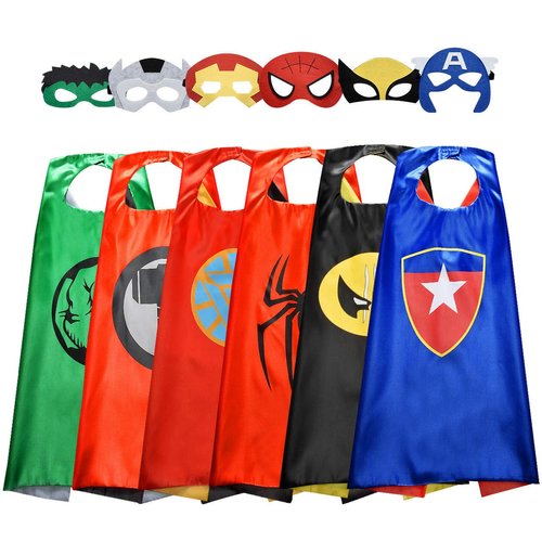 Roko Toys for 3-10 Year Old Boys, Superhero Capes for Kids 3-12 Year Old Boy Gifts Boys Cartoon Dress up Costumes Party Supplies Toys for Ages 2-4 5-7 (6 Pcs with Gift Box)