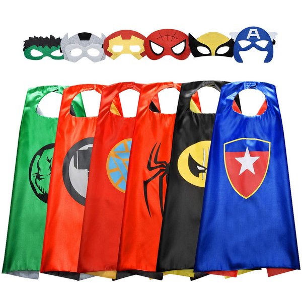 Roko Toys for 3-10 Year Old Boys, Superhero Capes for Kids 3-12 Year Old Boy Gifts Boys Cartoon Dress up Costumes Party Supplies Toys for Ages 2-4 5-7 (6 Pcs with Gift Box)