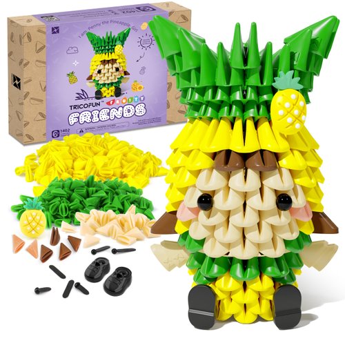 Tricofun Fruity Friends- Soft Building Blocks, Cute 3D Fruit Figures kit Soft Assembling Building Toys Pressure-Relief Toy STEM Toys Creative Toys Interlocking Block Sets (1402-Pineapple Girl)