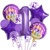 32 Inch 1 Balloon Number, Purple Balloons, Purple Confetti Latex Balloon Foil Balloons Mylar Balloons Number 1 Balloons for Anniversary Supplies Kids Birthday Party (Purple, 1)
