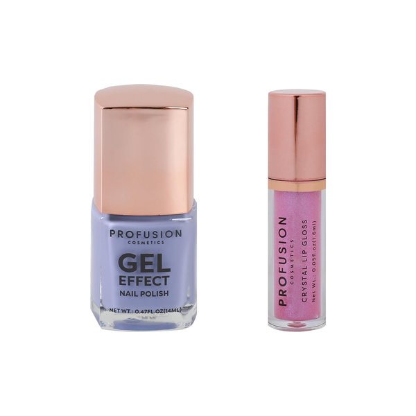 Profusion Cosmetics Frosted Snow Sparkle Nail Polish and Lip Gloss Set, Vegan and Cruelty Free Duo for Natural Glow, Long Wearing and Glamorous Touch for Dazzling Holiday Look
