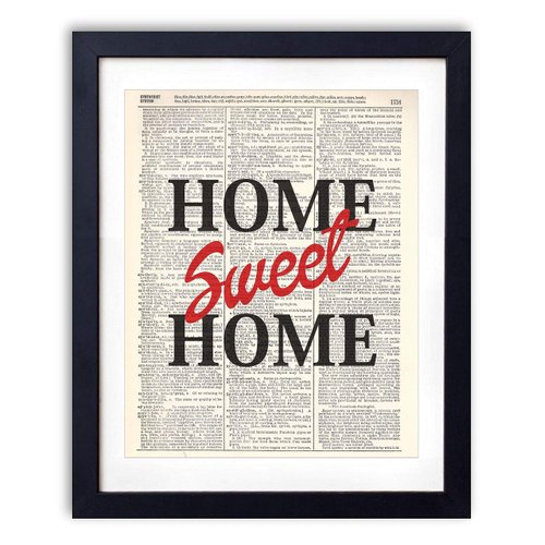 Home Sweet Home Typography Vintage Dictionary Art Print, Antique Wall Art Home Decor, Modern Boho Poster, Farmhouse Decoration Living Room Bedroom Office 8x10 Inches, Ready To Frame