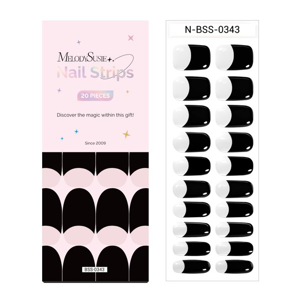MelodySusie Semi Cured Gel Nail Strips (Pink French Tips)-20 PCS Designed Gold Line Gel Nail Stickers, Gel Nail Wraps - UV Light Required, Durable & Salon Quality