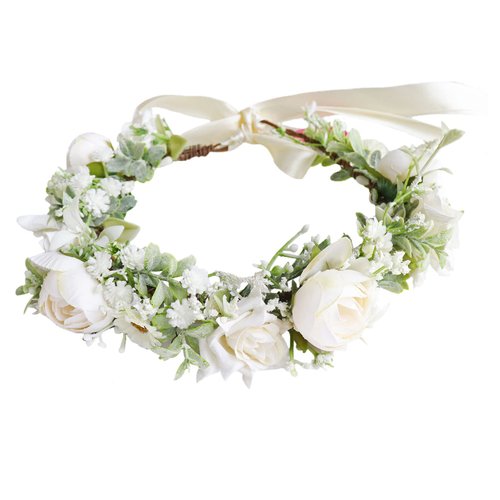 Trepveter Girl Flower Crown Floral Crown Wedding Flower Headband Floral Headpiece Halo Boho Mater...