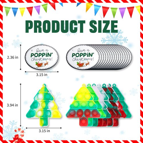 16Pcs Christmas Mini Pop Push It Fidget Toys Keychain with Christmas Cards for Kids Adults, Party Favors Kids Classroom, Prizes, Stocking Stuffers, Bulk Gifts, Goody Bag Stuffers,Students Goodies