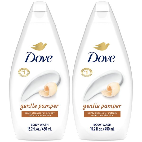 Dove Body Wash, Gentle Pamper 2-Pack – Soothing Moisturizing Cleanser for Soft Skin, 15.22 Oz Ea
