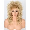 Lucoacos Womens Blonde Long Curly Wig 80s Rocker Mullet Wig Halloween Party Costume Wig