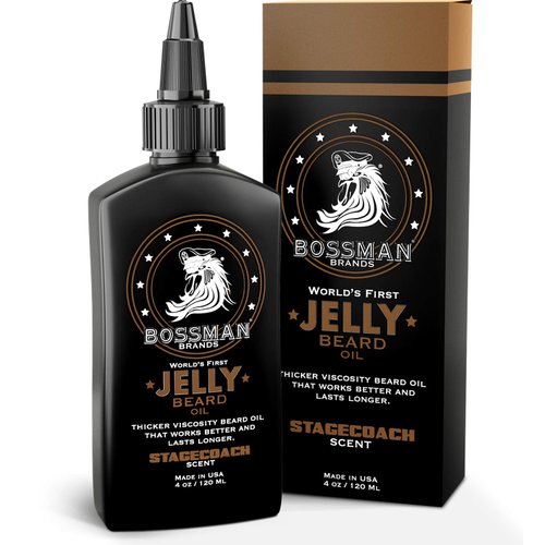 Bossman Beard Oil Jelly (4oz) - Beard Growth Softener, Moisturizer Lotion Gel with Natural Ingredients - Beard Growing Product (Stagecoach Scent)