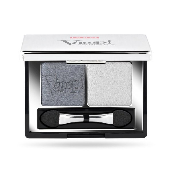 Pupa Milano Vamp! Eyeshadow Compact Duo 009 Silver Stone - Light, Smooth, Blendable, Cream Compact Shadow - Stunning, Colorful, Pigmented Shade - Paraben-Free Formula - 0.078 oz