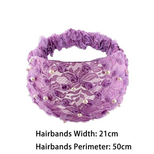 Leadigol Korean Head Wrap Sweet Elegant Flower Pearl Wash Face Non Slip Mesh Lace Headband