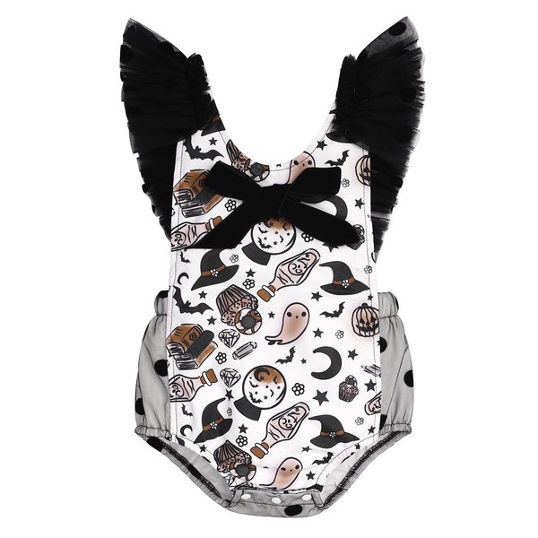 Newborn Baby Ghost Costume: Toddler Halloween Costumes Girls Romper Witch Dress Up Infant My First Halloween Outfit Kids Cosplay October Pumpkin Themed Birthday Photoshoot Black Witch Hat 0-6 Months