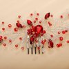 Aimimier Bridal Red Crystal Hair Comb Ruby Hair Gems Silver Headband Prom Party Festival Wedding Hair Accessories for Women and Girls(Red)