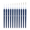 11Pcs Fine Detail Paint Brushes Set Fine Tip Paint Brush Miniature Mini Paints Brush for Watercolor, Oil, Acrylic, Face, Nail, Scale Model Painting Line Drawing (00000#-7#) Dark Blue XZHY