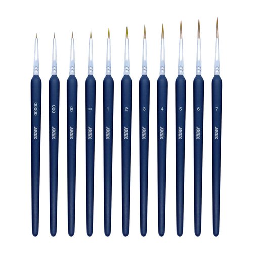 11Pcs Fine Detail Paint Brushes Set Fine Tip Paint Brush Miniature Mini Paints Brush for Watercolor, Oil, Acrylic, Face, Nail, Scale Model Painting Line Drawing (00000#-7#) Dark Blue XZHY