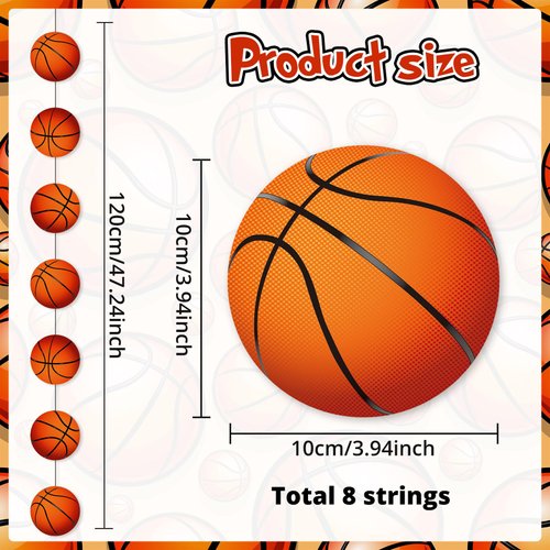 Faccito 8 Pcs Sports Party Banners Sports Theme Party Hanging Decorations Sports Paper Garland for Boys Kids Teens Sports Birthday Party Baby Shower Home Classroom Supplies Decor (Basketball)