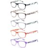 OLOMEE Reading Glasses Women +2.00 Floral Print Square Women's Readers Cheaters Glasses 5 Pack W/Spring Hinge Lightweight Comfortable Fit