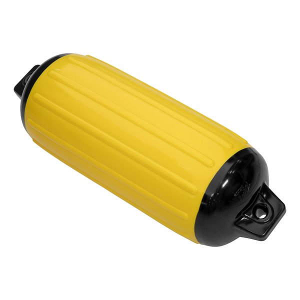 Taylor Made Super Gard Inflatable Vinyl Boat Fender 5.5" x 20", Double-Molded Ends, Fits 5/8" Lines, for Boats 15-35', Ribbed Design, Rubber Football Needle Inflation, Yellow - 2020108280