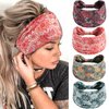 SAWINDA Boho Headbands for Women Elastic Non-Slip Floral Pattern Head Band Wide Twisted Knot Hair Bands Sweats Bandanas Workout Yoga Sports Hair Wraps Accessories for Girls (Pack of 4)