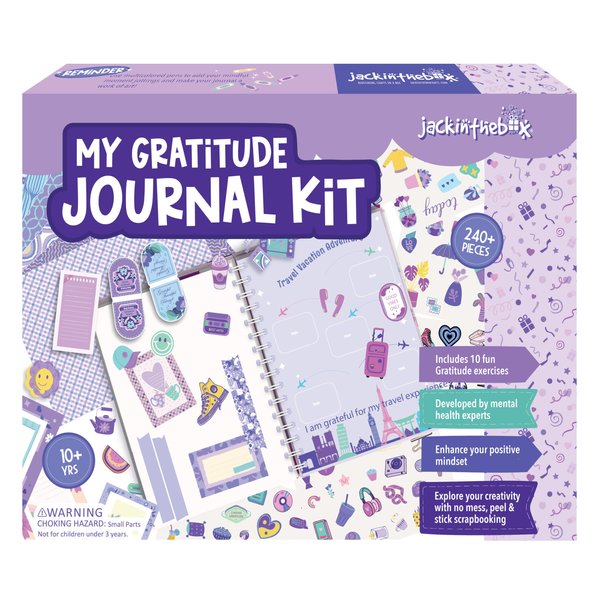 jackinthebox DIY Journal for Girls Ages 8-12, 242 pcs, Scrapbook Kit, Tween Girls Gifts, Girls Journal Kit, Includes 10 Mental Health Exercises (Purple)