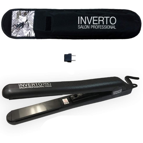 Flat Iron Hair Straightener for Travel & Brazilian Keratin Hair Treatment Black High Gloss Professional Grade Ceramic Plates 1" Keratin Research Flat Iron Compatible with HSI Flat Iron