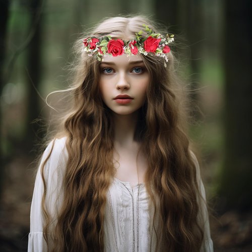 Vivivalue Women Flower Crown Rose Floral Headband Hair Wreath Floral Headpiece Halo Boho with Ribbon Wedding Party Red