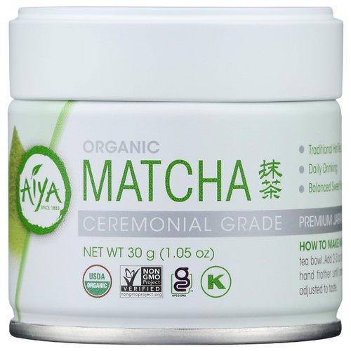 Aiya Certified USDA Japanese Organic Ceremonial Grade Matcha Green Tea Powder, 30g Tin (1.06 oz.)