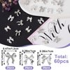Mxxipp 60pcs Bow Nail Art Charms for Women Girl, 3D Bowknot Nail Rhinestones, Alloy Ribbon Bow Nail Decoration Supplies 3 Styles for Manicure DIY Craft- Silver
