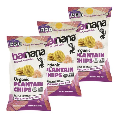 Barnana Organic Plantain Chips, Himalayan Pink Salt, Paleo, Vegan, Grain Free Chips,5 Ounce (Pack of 3)